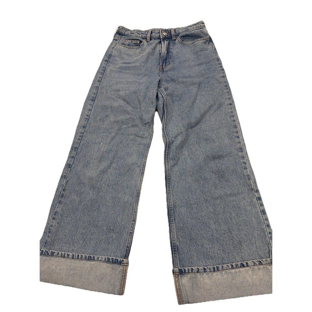 &Denim Reg Fit Ultra High Waist  Jeans Light Wash - Size 6/38 Wide Leg Coupe Lg